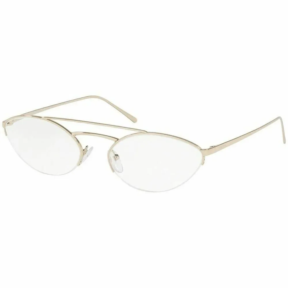 Prada Oval Eyeglasses Pale Gold W/Demo Lens